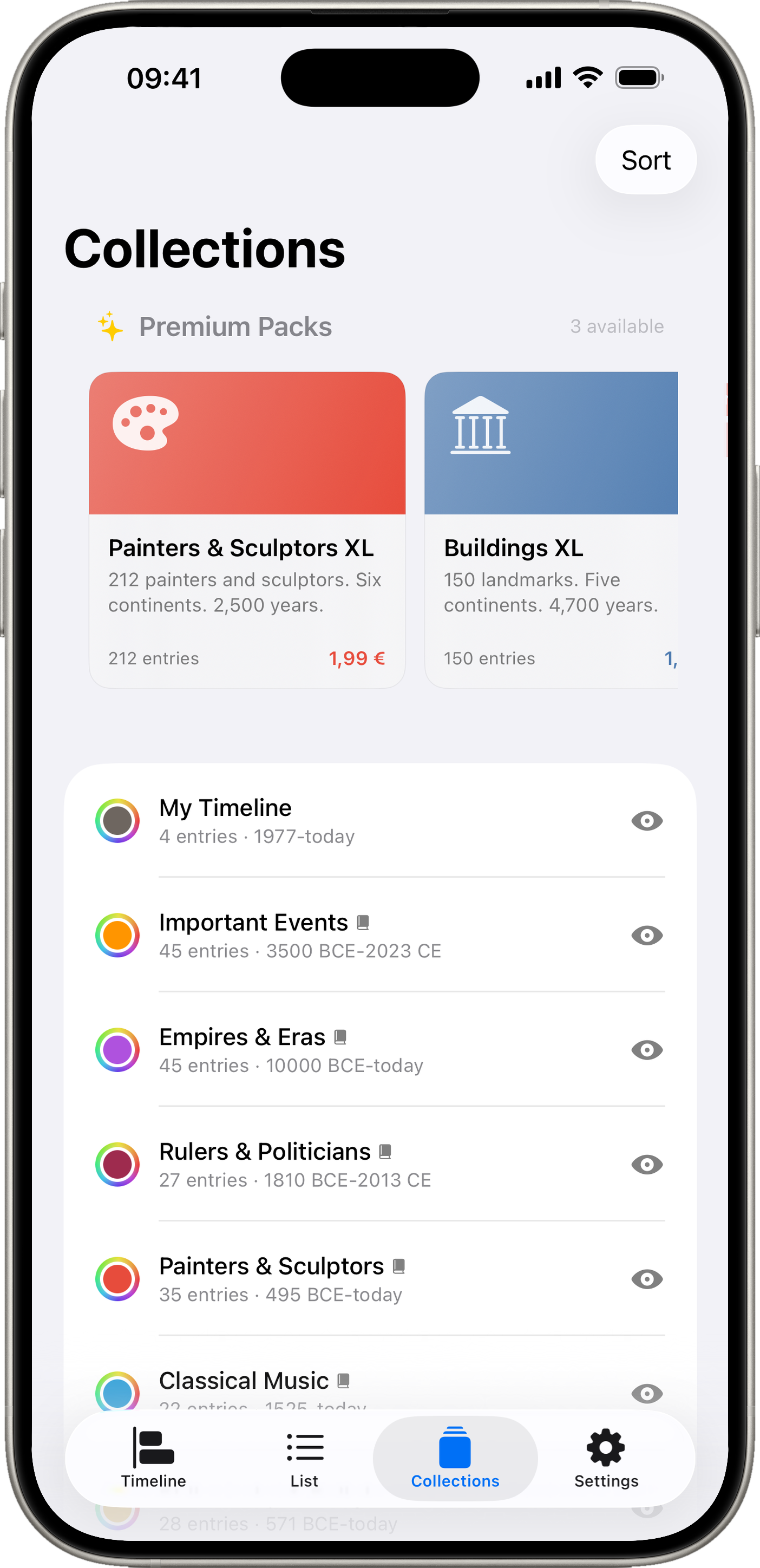Parallel collections tab, with built-in collections and premium packs in one place